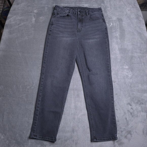 American Eagle Curvy Mom Jeans 6 Short High Rise Faded Black Stretch - Picture 4 of 9